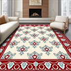 Crimson Ivory Floral Crest Rug