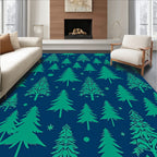 Dark Blue Forest Tree Arrangement Rug
