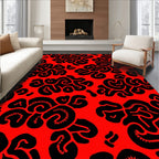 Bold Red Organic Swirls Rug