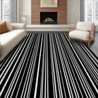 Neutral Black White Stripe Texture Rug