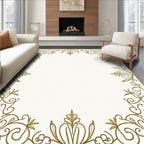 Ornate Gold Scrollwork Border Rug