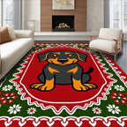 Cute Puppy Floral Border Rug