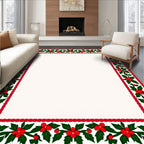 Red Green Holly Berry Border Rug