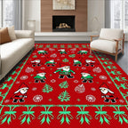 Festive Red Gnome Christmas Border Rug
