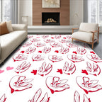 Red Blooming Cherry Blossom Hearts Rug