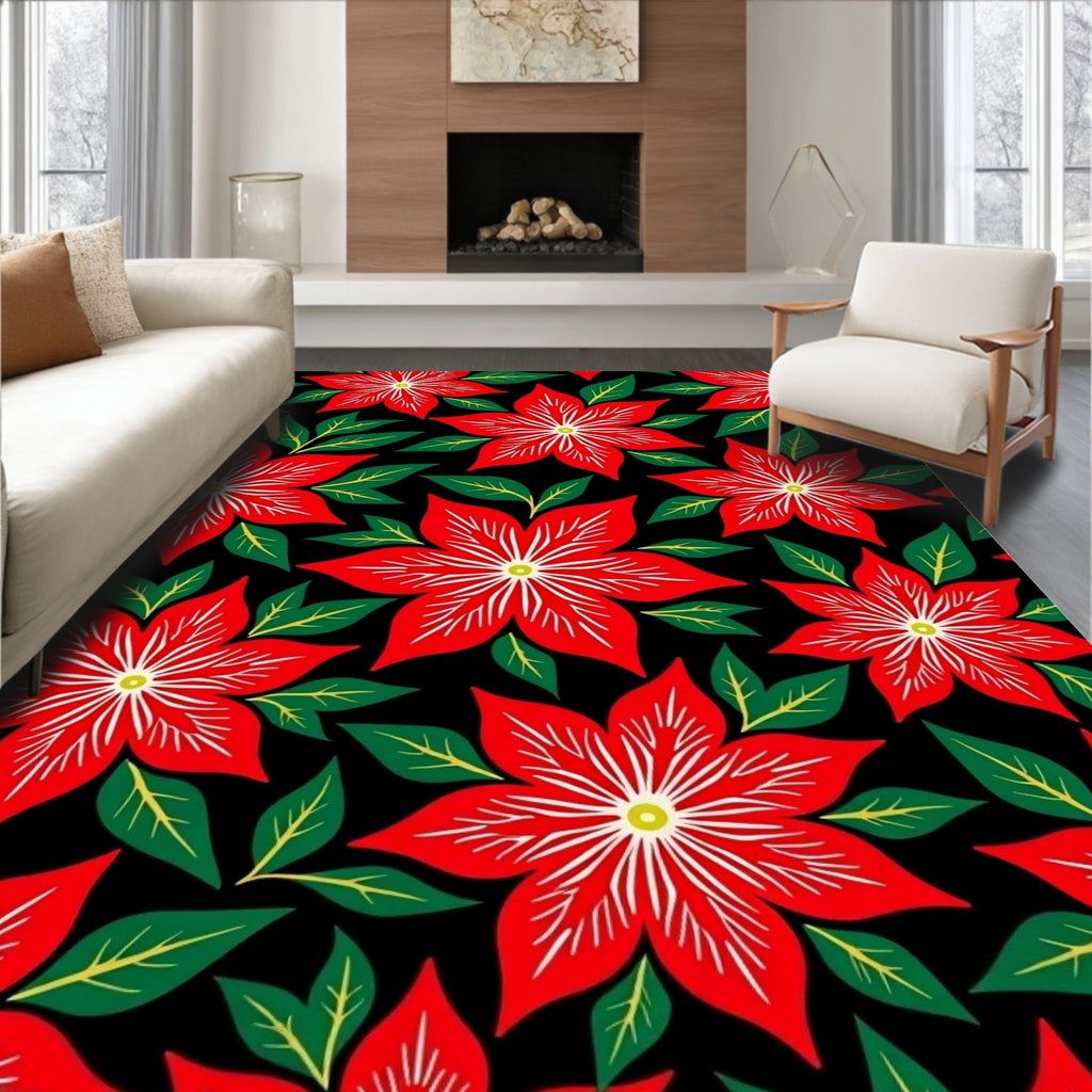 Bold Red Poinsettia Garden Rug