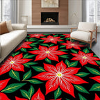 Bold Red Poinsettia Garden Rug