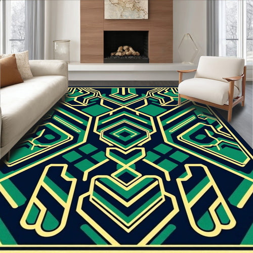 Art Deco Emerald Circuit Board Rug