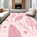 Coral Feather Botanical Vine Rug