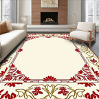 Crimson Gold Floral Border Rug