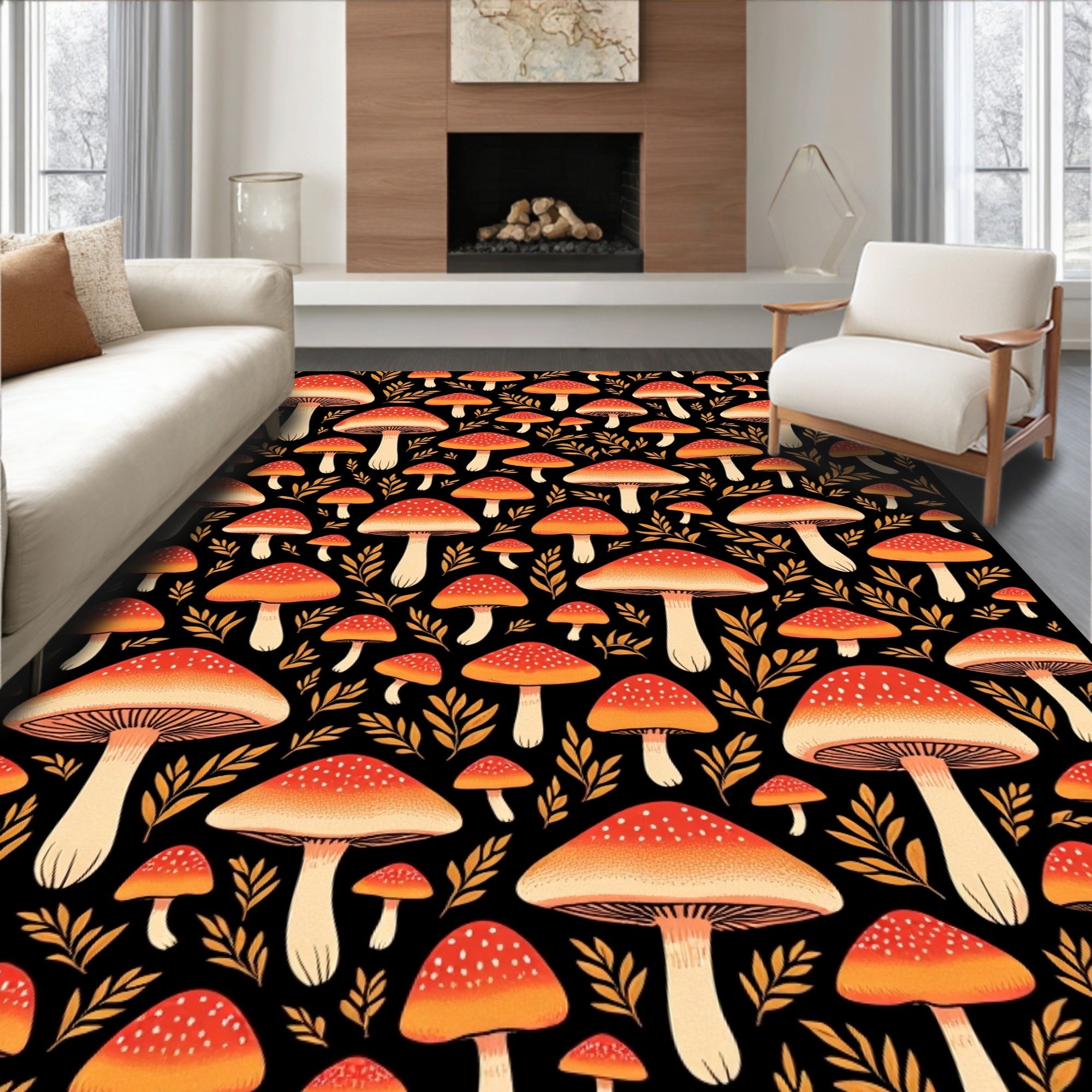 Spotted Fly Agaric Autumn Forest Rug