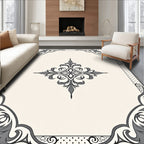 Ornate Cream and Gray Scrollwork Rug