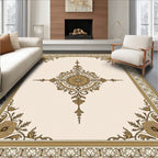 Golden Floral Medallion Frame Rug