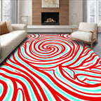 Red Aqua Swirl Abstract Ripples Rug