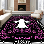 White Spooky Ghost Pink Oval Rug