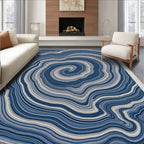 Deep Blue Agate Swirl Rug
