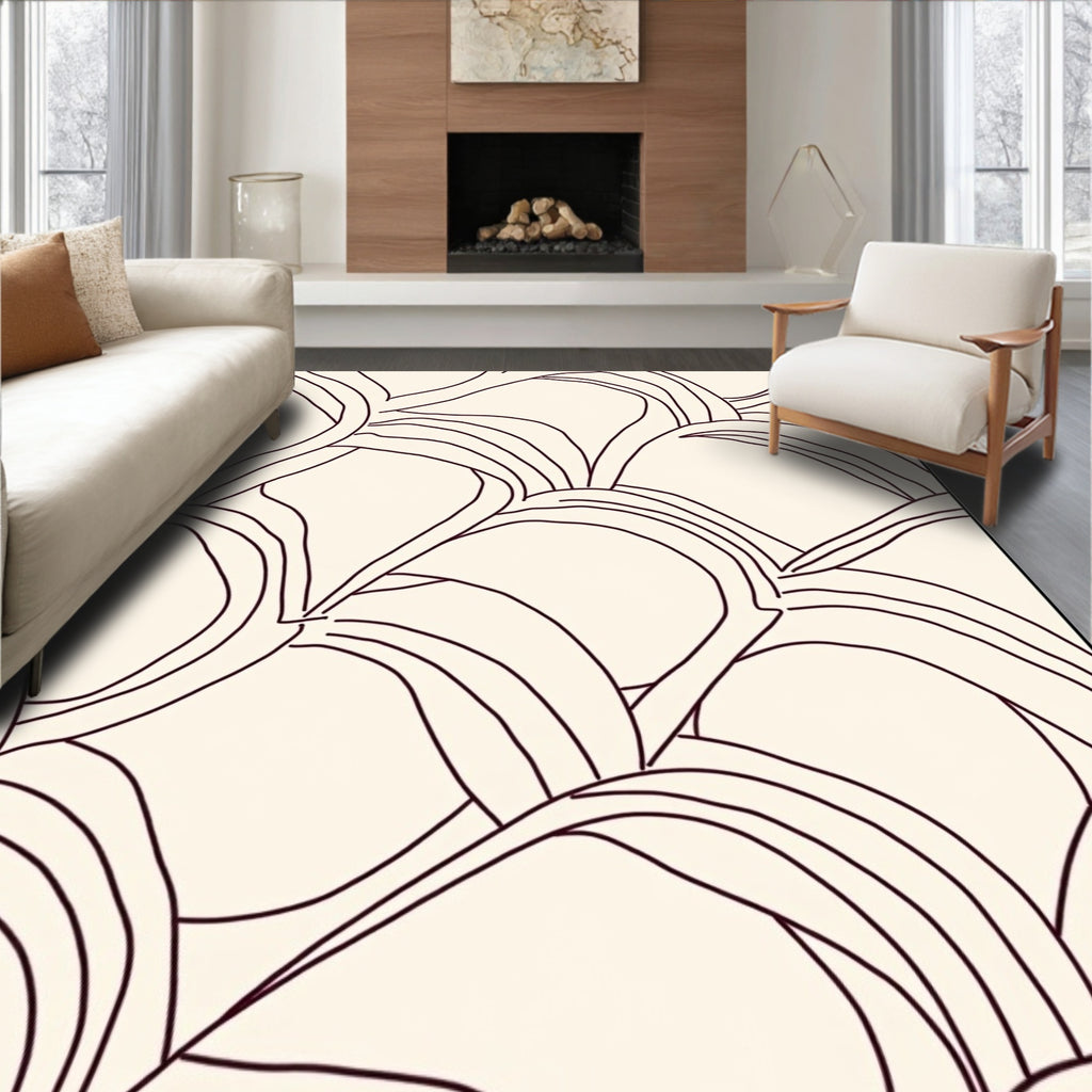 Organic Cream Marbled Shell Art Rug