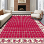 Crimson Ivory Chain Link Border Rug
