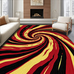 Bold Red Yellow Swirling Tunnel Rug