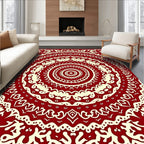 Crimson Cream Mandala Medallion Rug