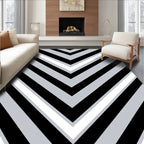 Modern Geometric Black Gray Chevron Rug
