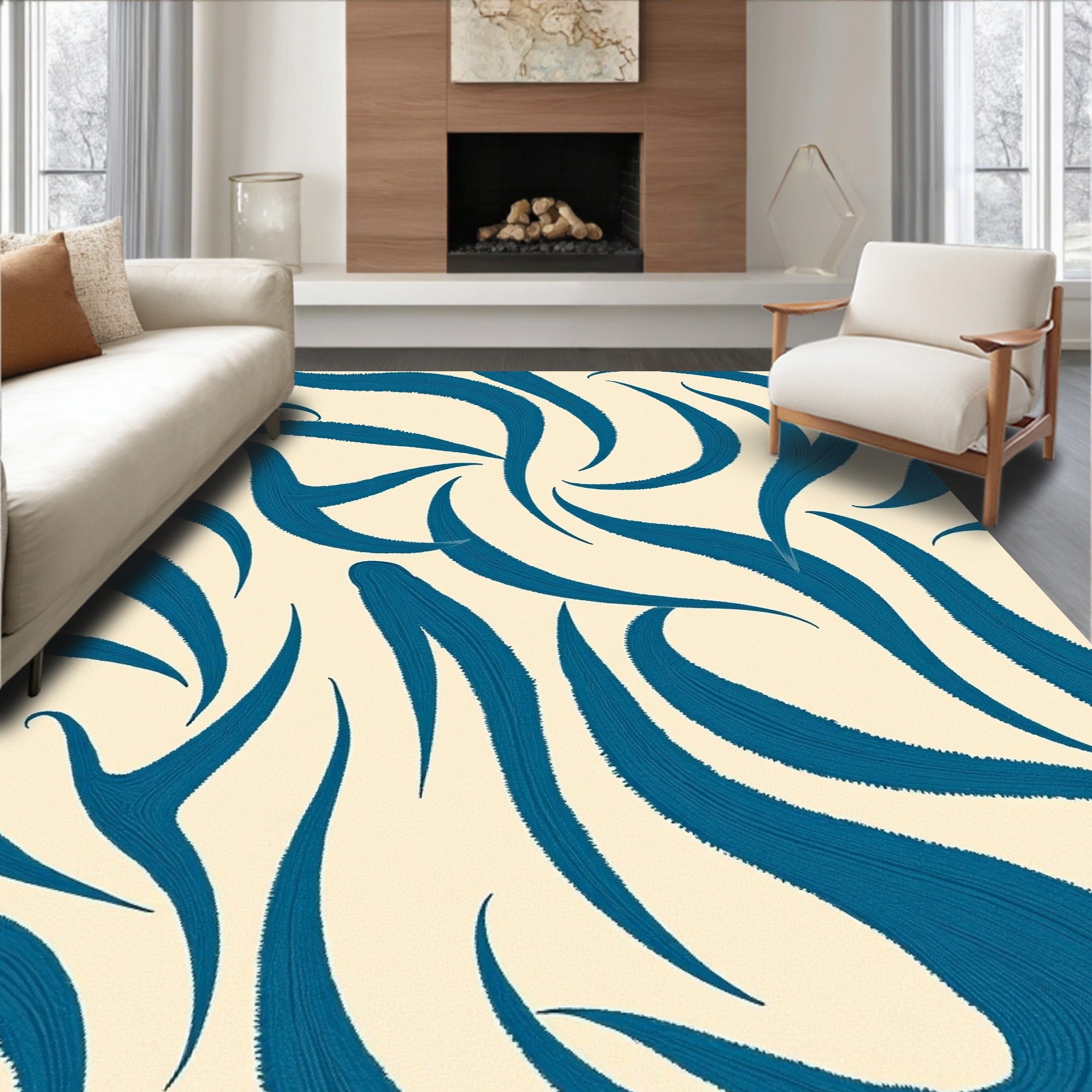Deep Blue Organic Flow Rug