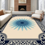 Deep Blue Radiant Starburst Frame Rug