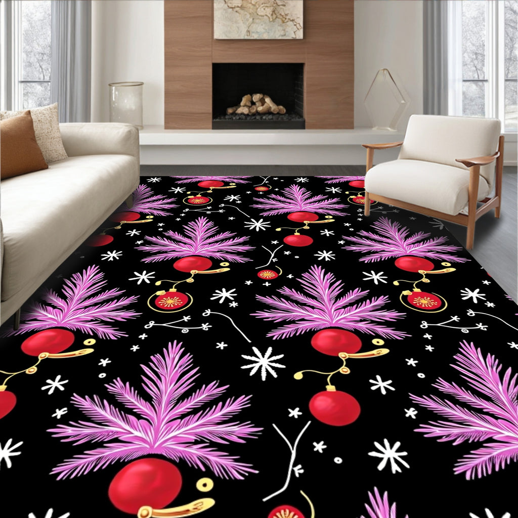 Vibrant Pink Christmas Tree Ornaments Rug