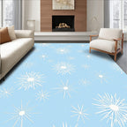White Starbursts on Powder Blue Background Rug