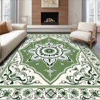 Verdant Bloom Bordered Central Crest Rug