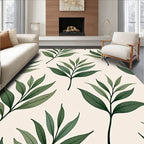 Delicate Green Leaf Branch Arrangement Rug