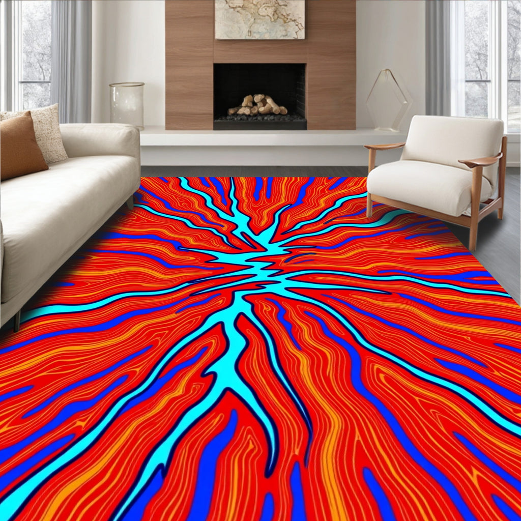 Radiant Electric Blue Wood Grain Rug