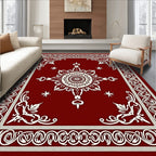 Crimson Medallion Border Swirl Rug