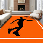 Dunking Silhouette Basketball Orange Rug