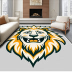 Bold Yellow Lion Roaring Graphic Rug