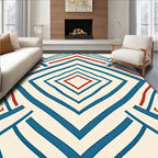 Crimson Blue Diamond Chevron Stripe Rug