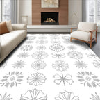 Gray Floral Starburst Repeating Pattern Rug