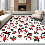Whimsical Snowman Holiday Holly Rug