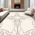 Cream Slate Art Nouveau Profile Inlay Rug