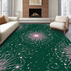 Fuchsia Floral Spray Emerald Swirls Rug