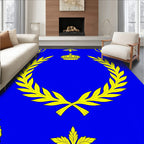 Royal Blue Crown Laurel Wreath Rug