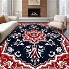 Crimson White Floral Medallion Navy Rug