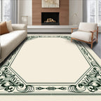 Ornate Dark Green Geometric Octagon Rug