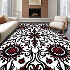 Bold Red Floral Sunburst Mandala Rug