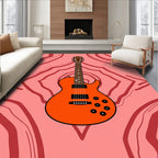 Vibrant Orange Electric Guitar Inlay Rug
