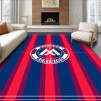 Bold Red Blue Stripe Emblem Rug