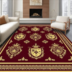 Regal Crests Bordered Crimson Gold Rug