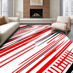 Bold Red Black Diagonal Stripes Rug