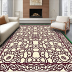 Cream Burgundy Interlocking Floral Scroll Rug