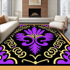 Vibrant Purple Gold Regal Flourish Rug